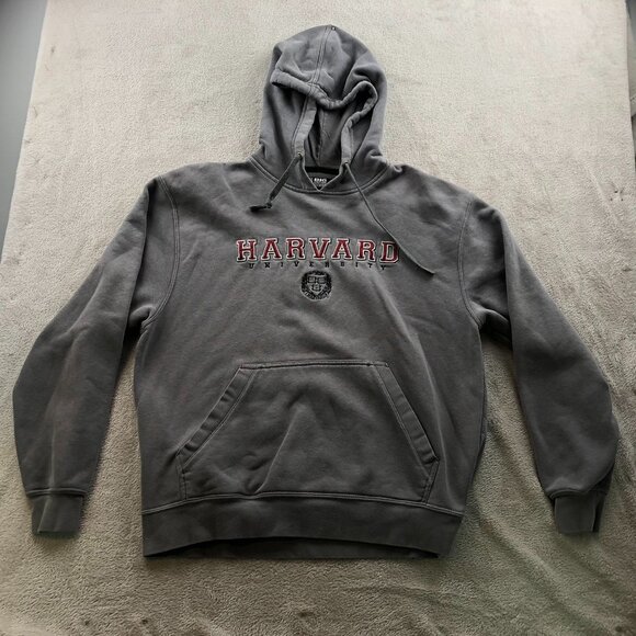 Harvard University Mens Hoodie Sweatshirt Large Gray Pullover Big Cotton Casual - Picture 12 of 13